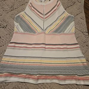 New White House Black Market Striped Knit Halter Tank Top in Pastel Multi